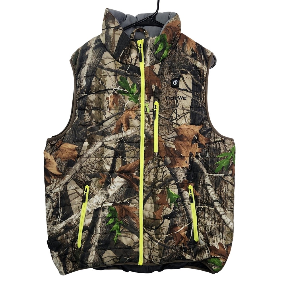 TideWe Camo Heated Vest Mens XL Real Tree Hunting Puffer USB Electric Gorpcore